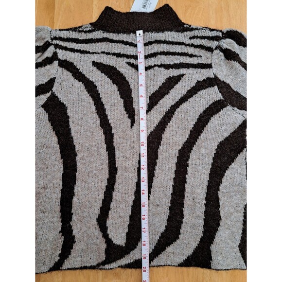 Lush Sweater Womens S Zebra Stripes Brown Mock Neck Long Sleeve Soft NWT - Picture 8 of 8